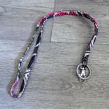 Vera Bradley Pink Grey Floral Cotton Lanyard with‎ Silver Key Ring and Clasp Photo 0