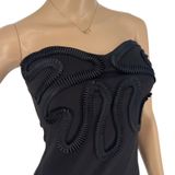 Kardashian‎ Kollection Black Strapless Bodycon Dress Ribbon Applique Small Photo 0