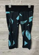 Lululemon Run Top Speed Crop Leggings Sz 8 Peacock Blue Black Pocket Luxtreme Photo 0
