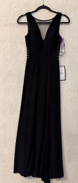 Morgan & Co R&M Richards NWT Black Mesh Cutout V-Neck Formal Gown Dress Size 1 Photo 0