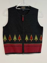 Woolrich Vintage Sweater Vest Womens‎ Christmas Trees Artsy Stitched grey Small Photo 0