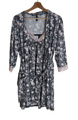 Laura Ashley Women's Pajamas Floral Lace Trim Robe and Chemise Set Size M Photo 0