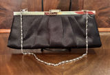 Jessica McClintock Black Satin Evening Clutch Formal Prom Wedding‎ Purse Vintage Photo 0