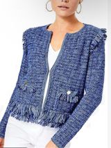 Lilly Pulitzer Simora Fringe Tweed Cardigan - Blue Photo 0
