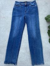 Judy Blue Straight Leg Medium Wash Seamed Denim Jeans Western Size 15/32 Photo 0