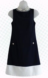 Tommy Hilfiger Navy Blue & White Classic Preppy A Line Shift Dress Size 2 Photo 0