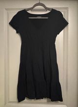 Black V Neck Fit And Flare Dress Photo 0