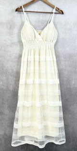 Stevie Lindsay Womens‎ Dress Large Cream Sheer Mesh Tiered Bridalcore Coquette Photo 0