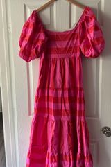 Red and pink puff sleeve dress Photo 0
