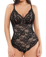 Popilush Lace‎ V-Neck Tummy Control Shapewear Bodysuit Thong Black XL NWT Photo 0