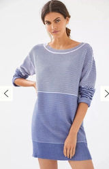 Anthropologie Daily Practice Knit Tunic‎ Dress Blue Stripe, Cotton, XL Photo 0