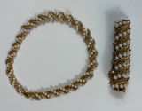 Vintage‎ Trifari Gold Tone Faux Pearl Leaf Necklace & Bracelet Set Photo 0