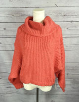 Anthropologie Pilcro Zamora Cowl Neck Alpaca Wool Sweater Coral XS Oversized Photo 0