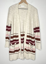 Retrology Open Cardigan M Long Colorful Gold Tan Pink Cozy Fall Knit Boho City Photo 0