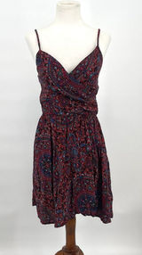 Abercrombie Spaghetti Strap Paisley Burgundy and Navy Dress Size Small‎ Y2K Photo 0