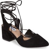 STEVE MADDEN Davit Heels Womens 10 Black Leather Suede Lace-Up Shoes‎ Photo 0
