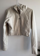 Lululemon Womens Scuba Full-Zip Cropped Hoodie Cream White Size 10 Thumbhole Photo 0