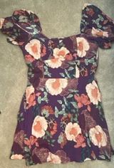 Aimee Purple Floral Puff Sleeve Mini Dress - band of the free Photo 0