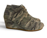 TOMS Desert Wedge Camo Canvas Lace-Up Bootie Size 11 Photo 0