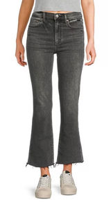 Daze Denim Hug High Rise Cropped Flare Jeans Haunt Faded Grey Black Size 32 Photo 0
