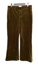 Pilcro Anthropologie Moss Green High Waist Corduroy Crop Flare Pants Medium Photo 0
