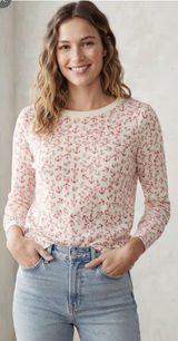 Old Navy Womens Anchor Print Crewneck Sweater Cream Red Nautical Cotton XL Photo 0