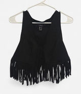Forever 21 Black Fringe Vest Size S Photo 0