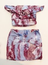 Blanc Skirt Set Size S M White Mesh O Ring Matching 2 Piece Outfit Rave Festival Photo 0