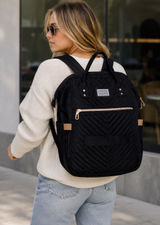 Vsnoon Quilted‎ Black Diaper Travel Backpack with USB Port & Laptop Sleeve Photo 0