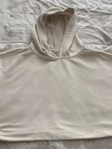 ALO Yoga Air Land Ocean Cream Short-Sleeve Cropped Hoodie sweatshirt, size M Photo 0
