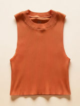 Aerie Ribbed Crew Neck Sleeveless Muscle Tank Crop Top in Orange‎ Photo 0