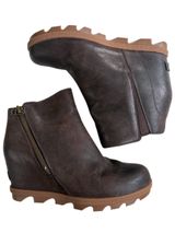 EUC Sorel Leather Joan of Arctic Il Wedge Boots Brown Size 7.5 Photo 0