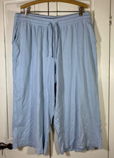 Lands End Womens XL Light Blue 100% Cotton Wide Leg Crop Drawstring Pants 545084 Photo 0