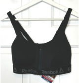 Reebok Sports Bra Medium Black NWT Front Zip Molded Cup Pro-Series Photo 0