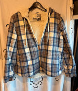 L.L.Bean Women's L Sherpa-Lined Plaid Flannel Hoodie Jacket Full Zip Cozy Layers Photo 0