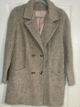 Vintage 70s Wool Herringbone Coat Jacket Chevron Tweed ILGWU Union Made USA M Photo 0