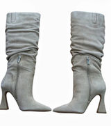 Vince Camuto Womens Taupe Suede Slouchy Pointed Toe High Heel Boots Size 5.5M Photo 0