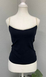 Victoria'S Secret Black Cami Tank White Lace Trim Top Y2k Coquette Dark Cottage Photo 0
