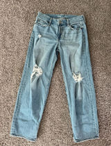 Old Navy Light Blue Distressed Boyfriend Jeans Photo 0