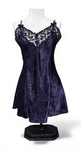 Vintage Victoria's Secret Navy Blue Jacquard Lace‎ Slip Chemise Dress Size M Photo 0