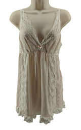 In Bloom Pale Pink Cream Lace Nightie Semi Sheer Womens Lage Photo 0