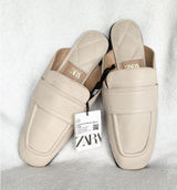 ZARA Women’s Slides Mules Slip Ons Loafers Open Back Sz 38 7.5 Tan shoes Photo 0