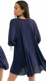 Free People $98 We The Free Winter Tunic Mini Dress Tunic V-Neck Navy M Photo 0