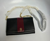 Tory‎ Burch Robinson chain wallet black & maroon saffiano leather brand new! Photo 0