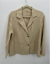 Womens Tan Cotton Linen‎ Blend Blazer Sz XL Career Office Lagenlook Quiet Luxury Photo 0