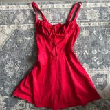 Red satun milkmaid dress Photo 0