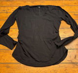 Athleta Black Long Sleeve V Neck Ruched Side Athletic Top‎ Women S Photo 0