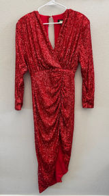 NWOT Alexia Admor Silena Surplice Midi Dress Red Sequin V-Neck Womens Size XS Photo 0