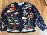 Eagles Eye Collectibles Christmas‎ Sweater Vintage Women's M Owl Bear Santa Bell Photo 0
