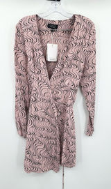 & Other Stories NWT Pink and Black Long Sleeve Wrap Dress Size 10 Photo 0